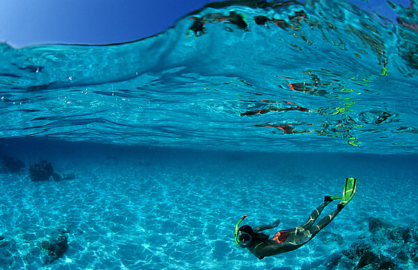 Snorkeling near a tropical island