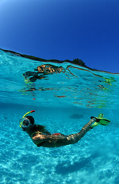 Snorkeling near a tropical island