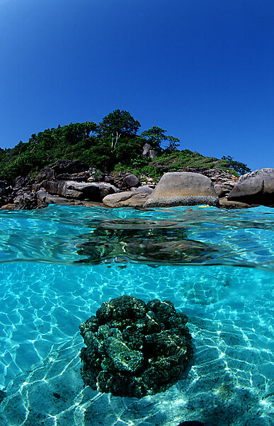Snorkeling near a tropical island