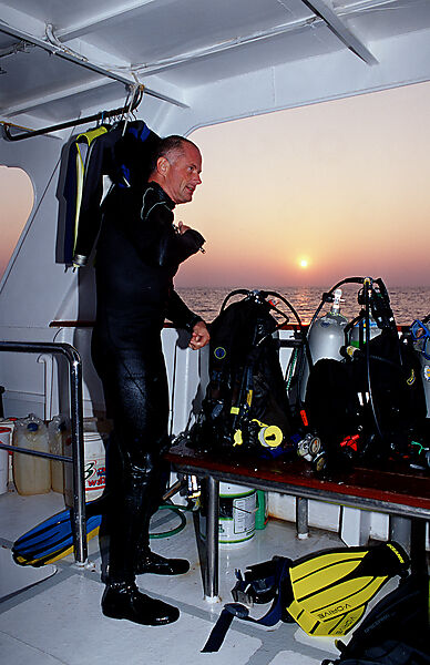 Scuba diver on a liveaboard