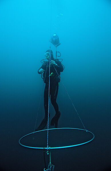 Scuba diver at decompression stop