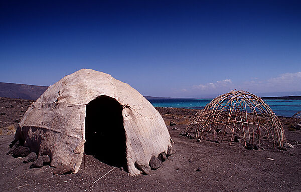 Desert camp of Afar nomads