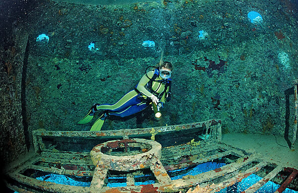 Scuba diver and Jacque Cousteaus Precontinent 3