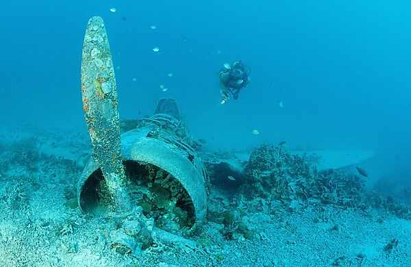 Nakajima B5N2 Kate Torpedo Bomber and Scuba diver