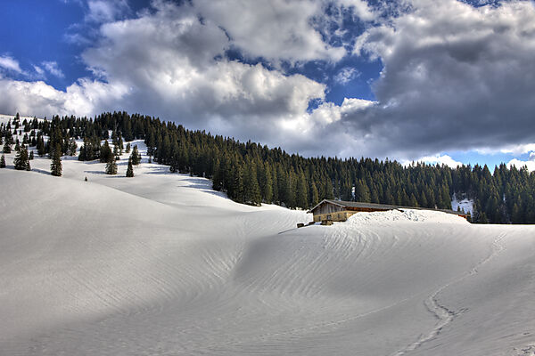 Blick vom Lengrieser Huette auf Bayerisches Voralpenland