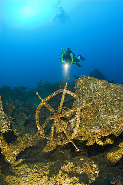 Taucher findet Steuerrad und Wrackteile auf der USS Carlisle