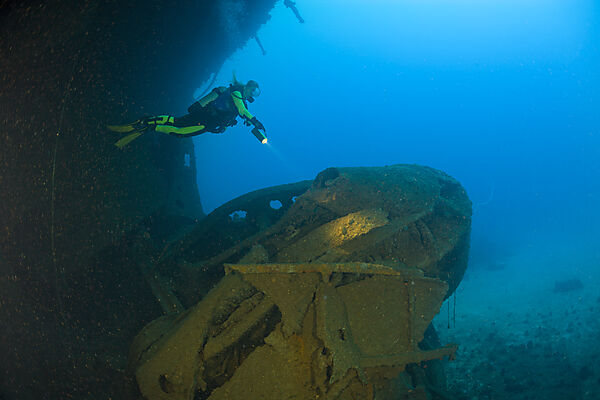 Diver and Wreckage of HIJMS Nagato Battleship