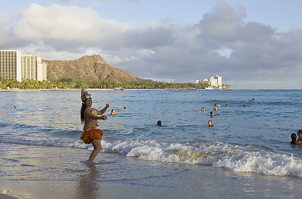 Waikiki Beach and Diamond Head Volcanic Crater