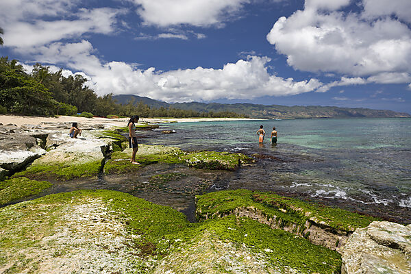 Kinder am Strand von Haleiwa Beach Park