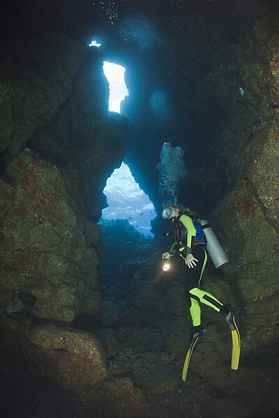 Diver at Caves of Lava Tubes