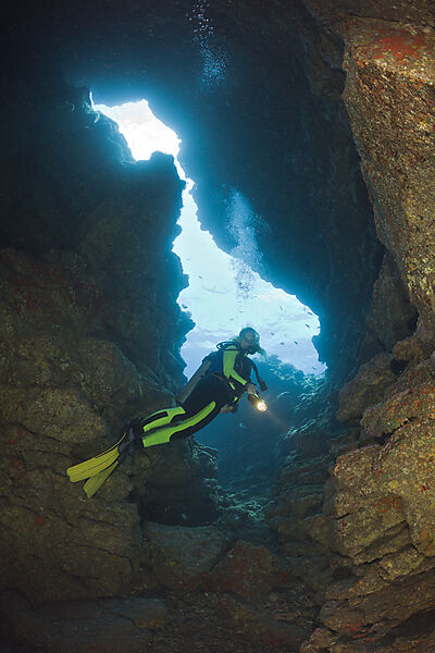 Diver at Caves of Lava Tubes