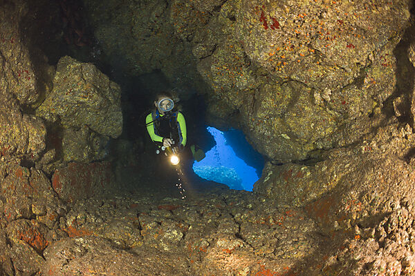 Diver at Caves of Lava Tubes