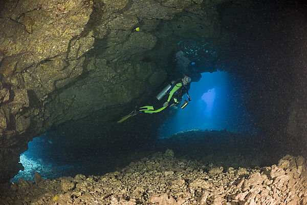 Diver at Caves of Lava Tubes
