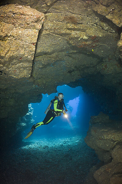 Diver at Caves of Lava Tubes