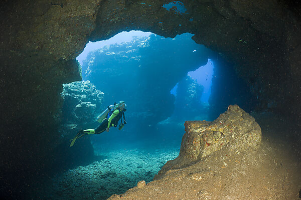 Diver at Caves of Lava Tubes