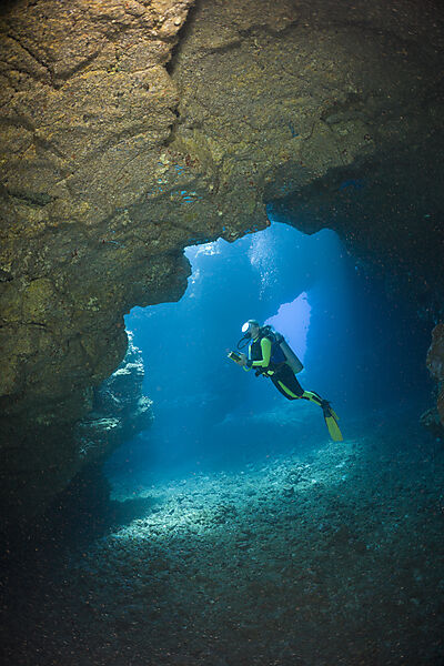Diver at Caves of Lava Tubes