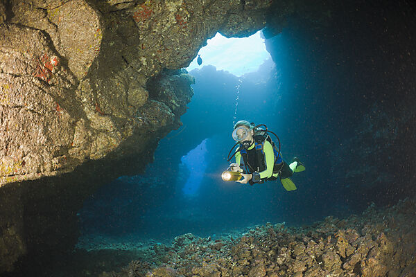 Diver at Caves of Lava Tubes