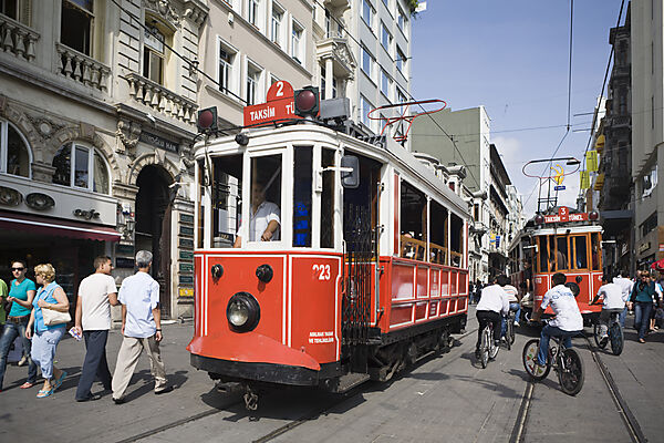 Historic Tramway at Shopping Street Istikal Caddesi