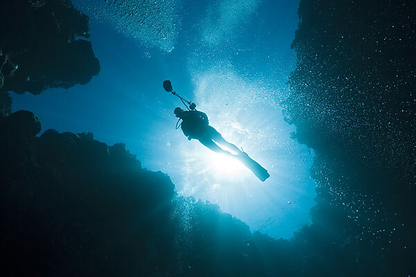 Diver in Siaes Tunnel Cave