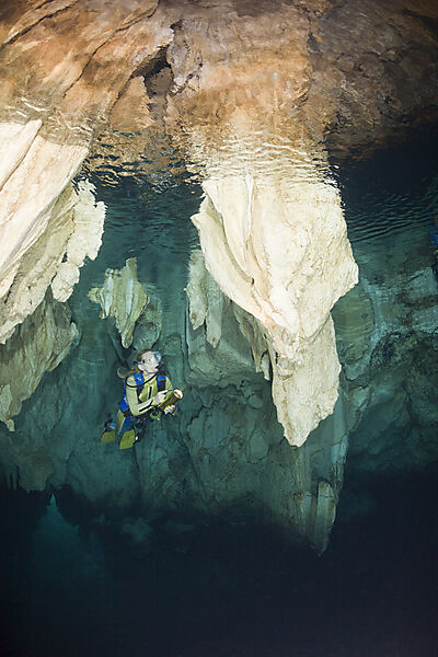 Diver in Chandelier Dripstone Cave