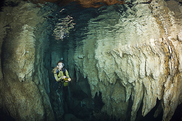Diver in Chandelier Dripstone Cave