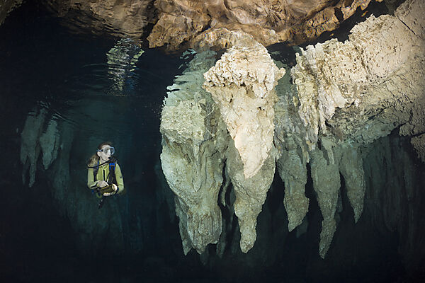 Diver in Chandelier Dripstone Cave