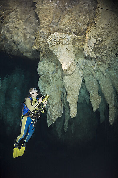Diver in Chandelier Dripstone Cave
