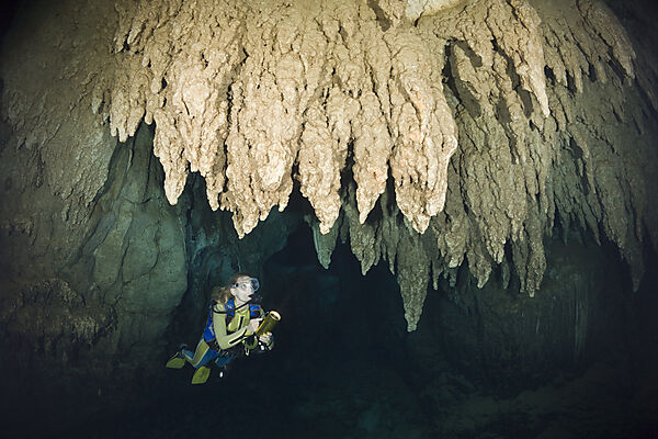 Diver in Chandelier Dripstone Cave