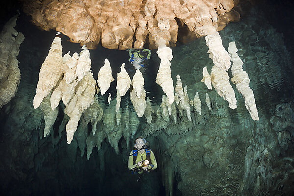 Diver in Chandelier Dripstone Cave