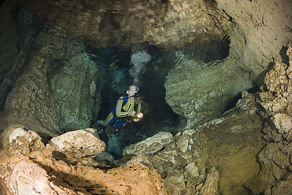 Diver in Chandelier Dripstone Cave