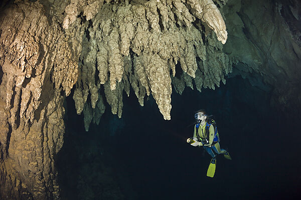 Diver in Chandelier Dripstone Cave