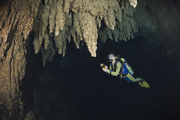 Diver in Chandelier Dripstone Cave