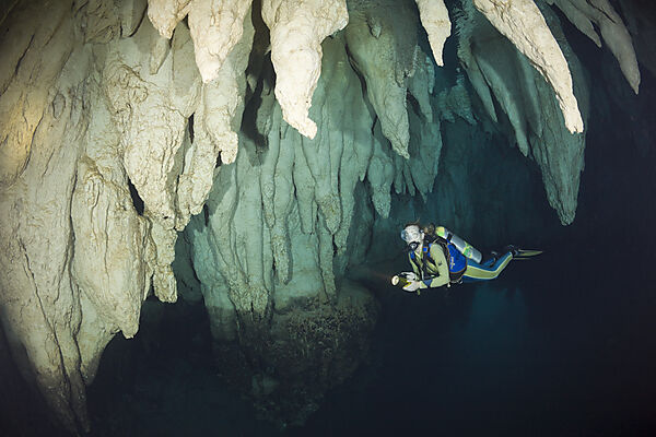 Diver in Chandelier Dripstone Cave