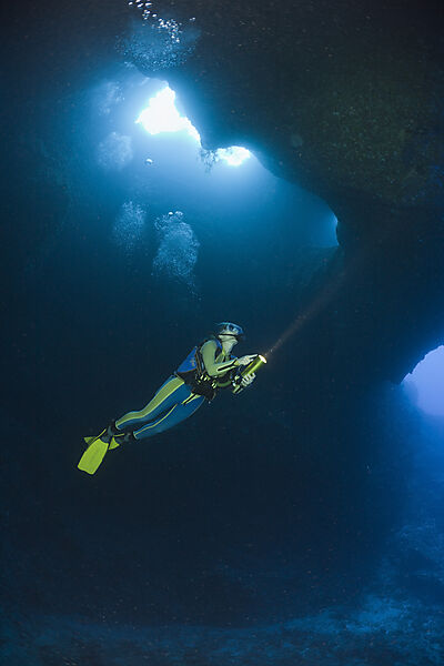 Diver in Blue Hole Cave