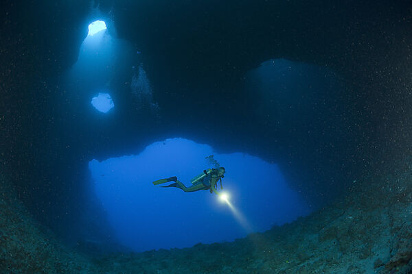 Diver in Blue Hole Cave