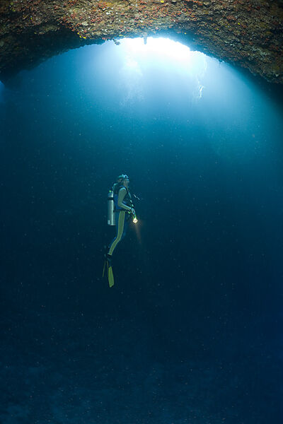 Diver in Blue Hole Cave