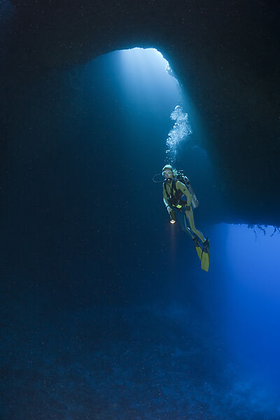Diver in Blue Hole Cave