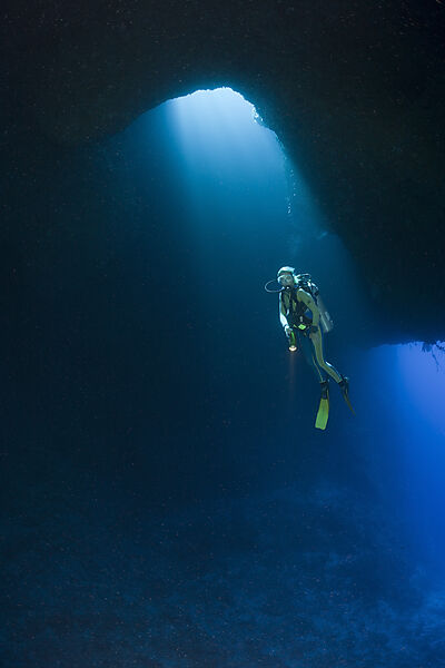 Diver in Blue Hole Cave
