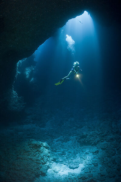 Diver in Blue Hole Cave
