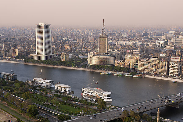 View at Cairo and Bridge of 6. October over Nile