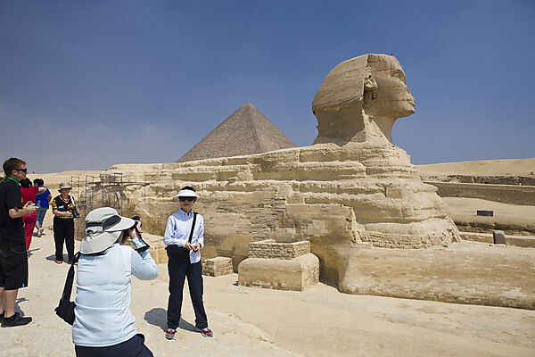 Tourists and Great Sphinx of Giza