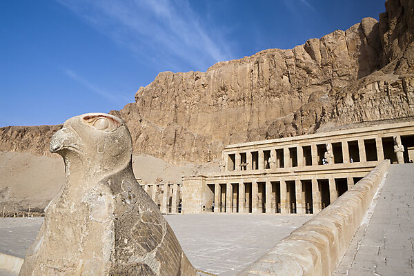 Horus-Falke an der Rampe des Totentempel der Hatschepsut