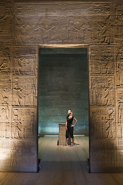 Tourists in Temple of Isis on Philae Island