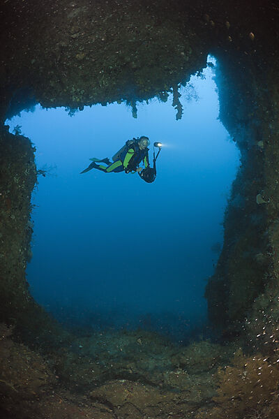 Scuba Diver in Grotto