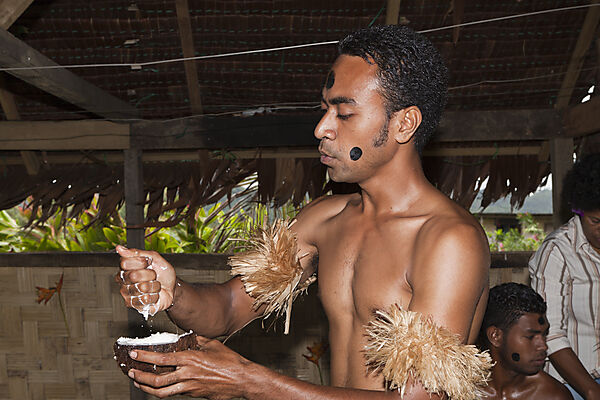 Natives perform Kava Ceremony