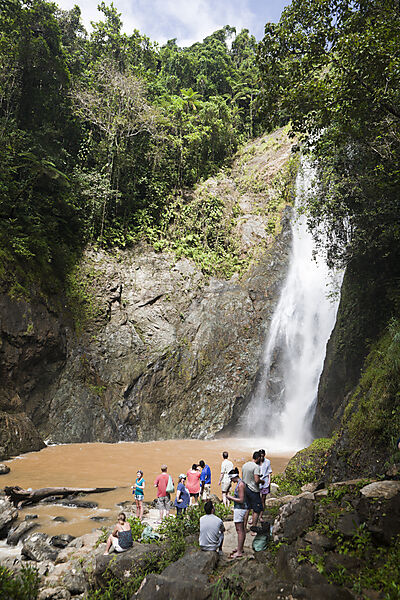 Tourists at Waterfall near Navua River