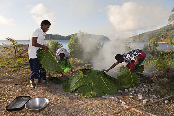 Natives cooking with Lovo Oven