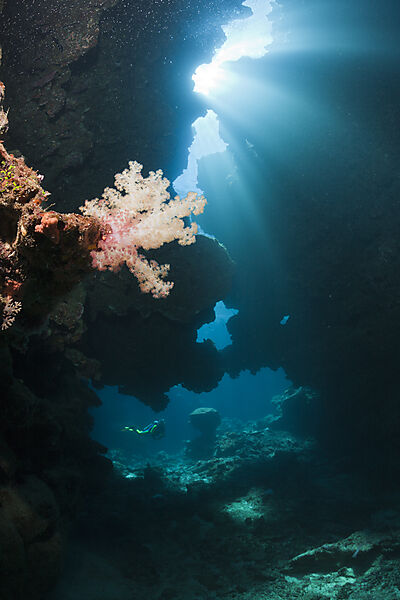 Sunbeam in Underwater Cave