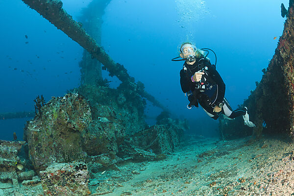 Scuba Diver at Maldive Victory Wreck