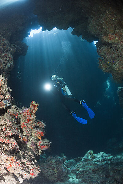Scuba Diver inside Cave